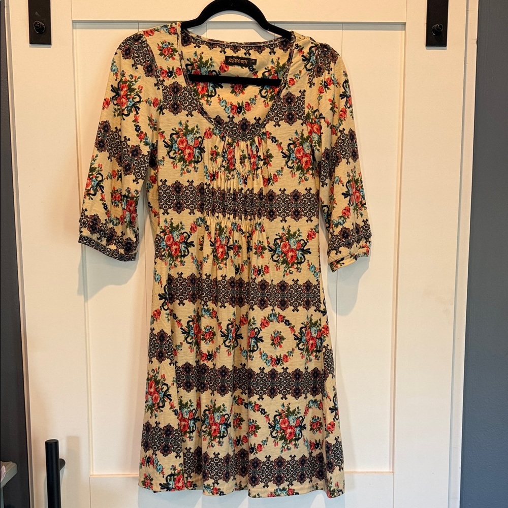 Reborn Cream and Black Floral Mini Dress